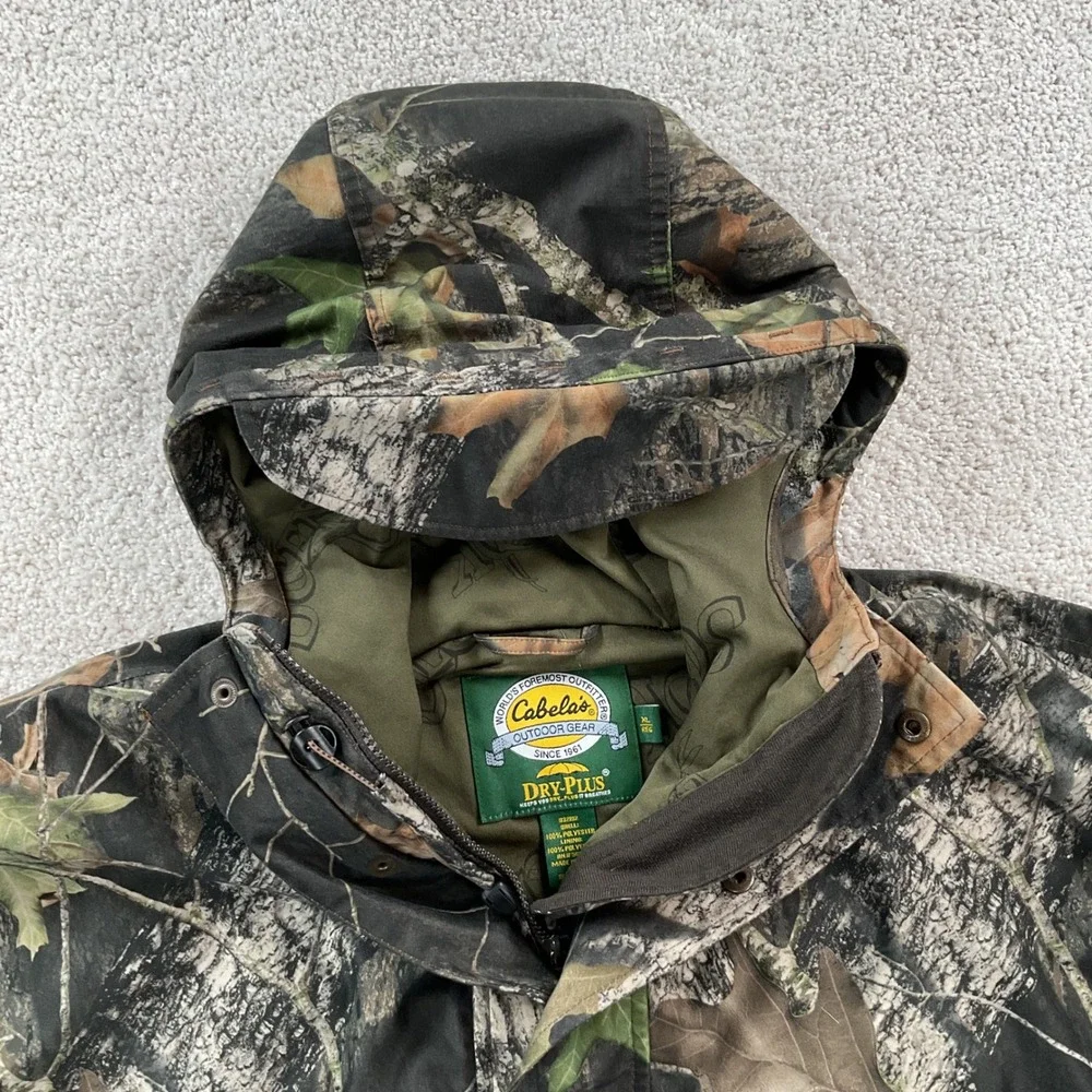 Cabelas Dry-Plus ScentLok Mossy Oak Camo Hunting Jacket Mens XL Regular Hooded